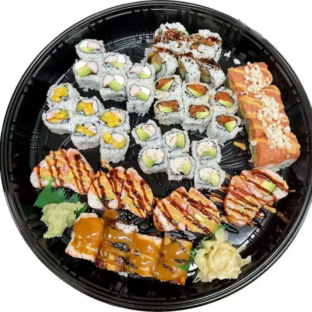 Assorted sushi platter with various sushi rolls at New Tokyo Sushi, a Sushi Restaurant in Jamaica